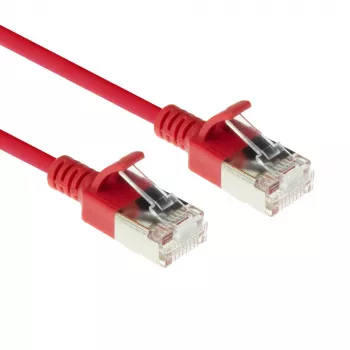 ACT raudonas 7 m LSZH U/FTP CAT6A duomenų centro plonas komutacinis kabelis be užkabinimų su RJ45 jungtimis