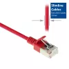 ACT raudonas 10 metrų LSZH U/FTP CAT6A duomenų centro plonas pataisų kabelis su RJ45 jungtimis be užkabinimų