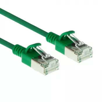 ACT žalias 10 metrų LSZH U/FTP CAT6A duomenų centro plonas pataisymo kabelis be užkibimo su RJ45 jungtimis