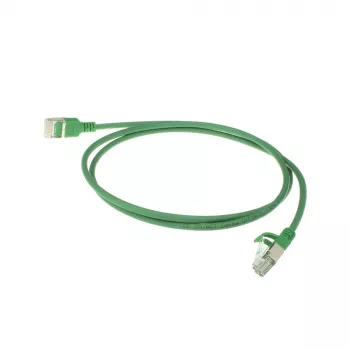 ACT žalias 10 metrų LSZH U/FTP CAT6A duomenų centro plonas pataisymo kabelis be užkibimo su RJ45 jungtimis
