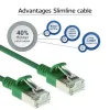 ACT žalias 10 metrų LSZH U/FTP CAT6A duomenų centro plonas pataisymo kabelis be užkibimo su RJ45 jungtimis