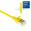 ACT geltonas 7 m LSZH U/FTP CAT6A duomenų centro plonas komutacinis kabelis be užsikabinimų su RJ45 jungtimis