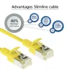 ACT geltonas 7 m LSZH U/FTP CAT6A duomenų centro plonas komutacinis kabelis be užsikabinimų su RJ45 jungtimis