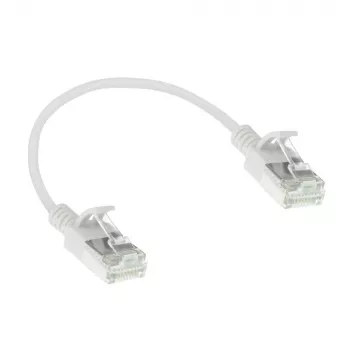 ACT baltas 0,25 metro LSZH U/FTP CAT6A duomenų centro plonas komutacinis kabelis su RJ45 jungtimis