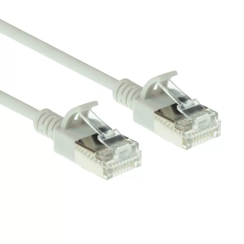 ACT pilkas 0,15 metro LSZH U/FTP CAT6A duomenų centro plonas komutacinis kabelis, be užkabinimo, su RJ45 jungtimis