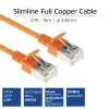 ACT Oranžinė 1 m LSZH U/FTP CAT6A duomenų centro plonas komutacinis kabelis su apsauga nuo užkliuvimo ir RJ45 jungtimis