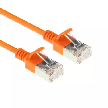 ACT oranžinis 2 metrų LSZH U/FTP CAT6A duomenų centro plonas komutacinis kabelis be užkliuvimų su RJ45 jungtimis