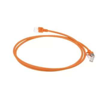 ACT oranžinis 2 metrų LSZH U/FTP CAT6A duomenų centro plonas komutacinis kabelis be užkliuvimų su RJ45 jungtimis
