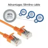 ACT oranžinis 3 m LSZH U/FTP CAT6A plonas duomenų centro pataisymo kabelis su užsifiksuojančiomis RJ45 jungtimis