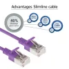 ACT Purple 0,5 m LSZH U/FTP CAT6A duomenų centro plonas komutacinis kabelis su nesikabinančiomis RJ45 jungtimis