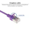 ACT Purple 0,5 m LSZH U/FTP CAT6A duomenų centro plonas komutacinis kabelis su nesikabinančiomis RJ45 jungtimis