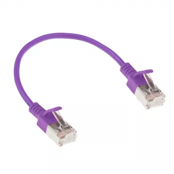 ACT Violetinis 0,15 m LSZH U/FTP CAT6A duomenų centro plonas komutacinis kabelis su RJ45 jungtimis