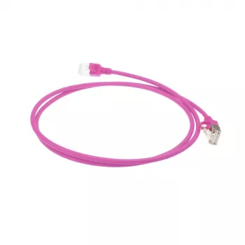 ACT rožinis 2 m LSZH U/FTP CAT6A duomenų centro plonas komutacinis kabelis be užkabinimų su RJ45 jungtimis