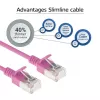 ACT 0,15 metro LSZH U/FTP CAT6A duomenų centro plonas komutacinis kabelis, nenuimamas, su RJ45 jungtimis, rožinis