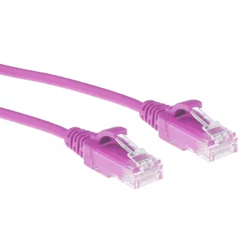 ACT rožinis 0,15 metro LSZH U/UTP CAT6 duomenų centro plonas komutacinis kabelis be užkibimo su RJ45 jungtimis