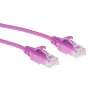 ACT rožinis 0,15 metro LSZH U/UTP CAT6 duomenų centro plonas komutacinis kabelis be užkibimo su RJ45 jungtimis