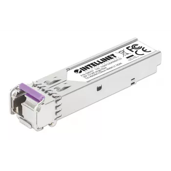 Intellinet Gigabit Fiber WDM Bi-Directional SFP Optical siųstuvas-imtuvas Module 1000Base-BX-U (LC) Single-Mode Port, 80 km (50 mi.), BiDi WDM (RX1550/TX1490), MSA-compliant for Maximum Compatibility, Sidabrinė