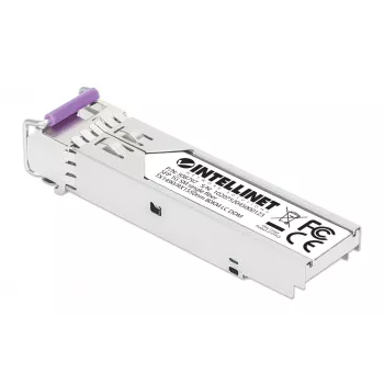 Intellinet Gigabit Fiber WDM Bi-Directional SFP Optical siųstuvas-imtuvas Module 1000Base-BX-U (LC) Single-Mode Port, 80 km (50 mi.), BiDi WDM (RX1550/TX1490), MSA-compliant for Maximum Compatibility, Sidabrinė