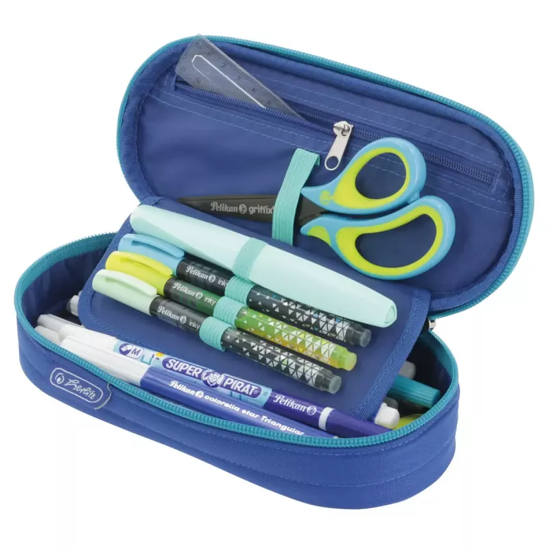 Herlitz Dip Dye minkštas penalas, poliesteris, mėlynas/turkio spalvos, 215x95x60 mm