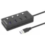 Manhattan USB-C dokas / stotelė, prievadai (x4) su kiekvieno prievado įjungimo / išjungimo jungikliu: USB-A (x4), 5 Gbps (USB 3.2 Gen1, anksčiau USB 3.0), universalus visiems įrenginiams, maitinamas per magistralę arba kintamosios srovės adapteriu (pasirenkamas lizdas, nepridedamas), kabelis 1,5 m, SuperSpeed USB, juodas, trejų metų garantija