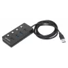 Manhattan USB-C dokas / stotelė, prievadai (x4) su kiekvieno prievado įjungimo / išjungimo jungikliu: USB-A (x4), 5 Gbps (USB 3.2 Gen1, anksčiau USB 3.0), universalus visiems įrenginiams, maitinamas per magistralę arba kintamosios srovės adapteriu (pasirenkamas lizdas, nepridedamas), kabelis 1,5 m, SuperSpeed USB, juodas, trejų metų garantija