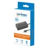 Manhattan USB-C dokas / stotelė, prievadai (x4) su kiekvieno prievado įjungimo / išjungimo jungikliu: USB-A (x4), 5 Gbps (USB 3.2 Gen1, anksčiau USB 3.0), universalus visiems įrenginiams, maitinamas per magistralę arba kintamosios srovės adapteriu (pasirenkamas lizdas, nepridedamas), kabelis 1,5 m, SuperSpeed USB, juodas, trejų metų garantija