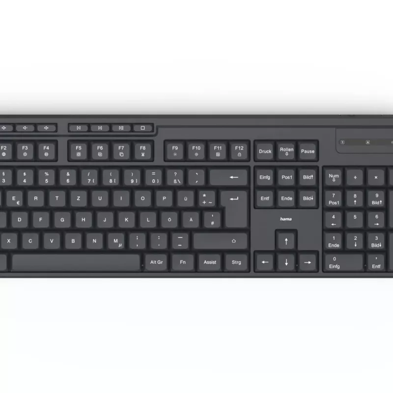 Hama WKM-200 klaviatūra Pridedama pelė Namams/Biurui RF belaidė QWERTZ vokiečių Juoda