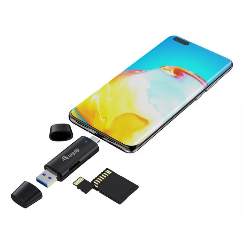 Equip 245462 kortelių skaitytuvas USB 3.2 Gen 1 (3.1 Gen 1) Type-A/Type-C Juodas