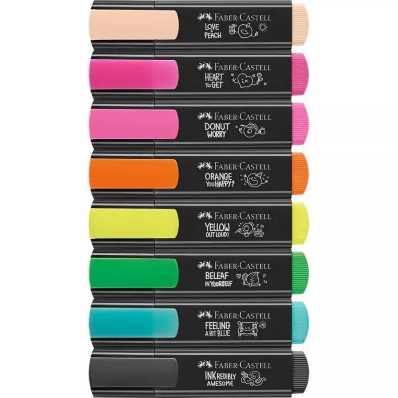 Marker Faber-Castell Textliner Graffiti 8 vnt. Nuožulnus antgalis Smėlio Juoda Mėlyna Žalia Šviesiai rožinė Oranžinė Rožinė Geltona