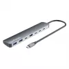 Manhattan USB-C dokas / šakotuvas, prievadai (7 vnt.): USB-A (3 vnt.) ir USB-C (4 vnt.), su Power Delivery (PD) 100 W – reikalingas išorinis USB-C įkroviklis (nepridedamas). Maitinamas per USB (nereikia išorinio maitinimo šaltinio), kai PD nenaudojamas, aliuminis