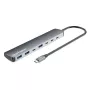 Manhattan USB-C dokas / šakotuvas, prievadai (7 vnt.): USB-A (3 vnt.) ir USB-C (4 vnt.), su Power Delivery (PD) 100 W – reikalingas išorinis USB-C įkroviklis (nepridedamas). Maitinamas per USB (nereikia išorinio maitinimo šaltinio), kai PD nenaudojamas, aliuminis