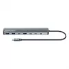 Manhattan USB-C dokas / šakotuvas, prievadai (7 vnt.): USB-A (3 vnt.) ir USB-C (4 vnt.), su Power Delivery (PD) 100 W – reikalingas išorinis USB-C įkroviklis (nepridedamas). Maitinamas per USB (nereikia išorinio maitinimo šaltinio), kai PD nenaudojamas, aliuminis