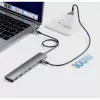 Manhattan USB-C dokas / šakotuvas, prievadai (7 vnt.): USB-A (3 vnt.) ir USB-C (4 vnt.), su Power Delivery (PD) 100 W – reikalingas išorinis USB-C įkroviklis (nepridedamas). Maitinamas per USB (nereikia išorinio maitinimo šaltinio), kai PD nenaudojamas, aliuminis