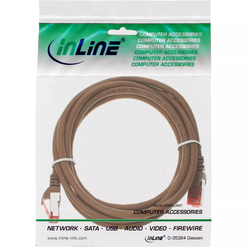 InLine komutacinis kabelis S/FTP PiMF Cat.6 250MHz PVC varis rudas 3m