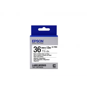 Epson etikečių kasetė magnetinė LK-7WB2 juoda/balta 36 mm (1,5 m)