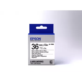Epson etikečių kasetė magnetinė LK-7WB2 juoda/balta 36 mm (1,5 m)