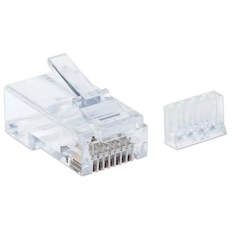 Intellinet RJ45 moduliniai kištukai, Cat6, UTP, 3 dantukų, viengysliam laidui, 15 µ auksuoti kontaktai, 90 vnt. pakuotė