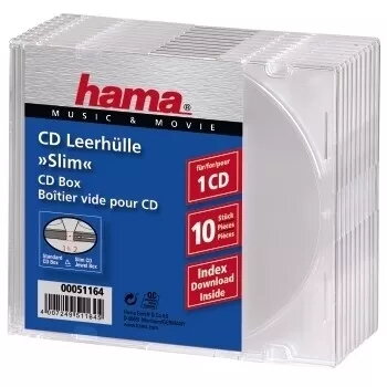 CD plonas Empty Box Hama 051164 pakuotė 10 permatomas 1 diskams
