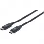 Manhattan USB-C į USB-C kabelis, 50 cm, vyriška į vyrišką, juodas, 10 Gbps (USB 3.2 Gen2, dar žinomas kaip USB 3.1), 3 A (greitas įkrovimas), SuperSpeed+ USB, garantija visam eksploatavimo laikui, atitinka USB31CC50CM