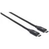 Manhattan USB-C į USB-C kabelis, 50 cm, vyriška į vyrišką, juodas, 10 Gbps (USB 3.2 Gen2, dar žinomas kaip USB 3.1), 3 A (greitas įkrovimas), SuperSpeed+ USB, garantija visam eksploatavimo laikui, atitinka USB31CC50CM