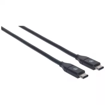 Manhattan USB-C į USB-C kabelis, 50 cm, vyriška į vyrišką, juodas, 10 Gbps (USB 3.2 Gen2, dar žinomas kaip USB 3.1), 3 A (greitas įkrovimas), SuperSpeed+ USB, garantija visam eksploatavimo laikui, atitinka USB31CC50CM