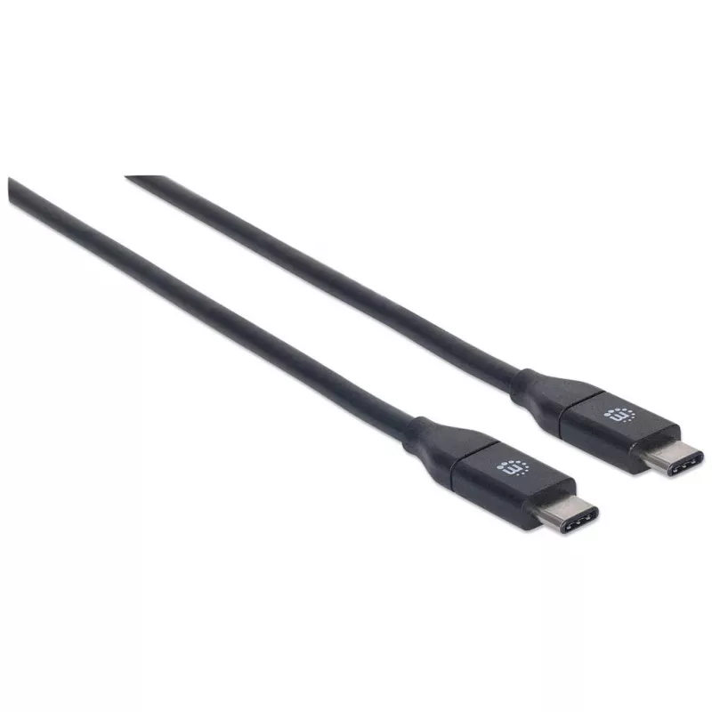 Manhattan USB-C į USB-C kabelis, 50 cm, vyriška į vyrišką, juodas, 10 Gbps (USB 3.2 Gen2, dar žinomas kaip USB 3.1), 3 A (greitas įkrovimas), SuperSpeed+ USB, garantija visam eksploatavimo laikui, atitinka USB31CC50CM
