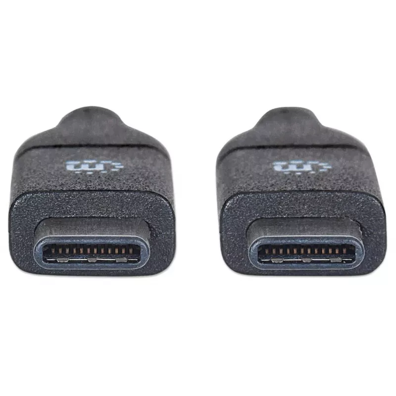 Manhattan USB-C į USB-C kabelis, 50 cm, vyriška į vyrišką, juodas, 10 Gbps (USB 3.2 Gen2, dar žinomas kaip USB 3.1), 3 A (greitas įkrovimas), SuperSpeed+ USB, garantija visam eksploatavimo laikui, atitinka USB31CC50CM