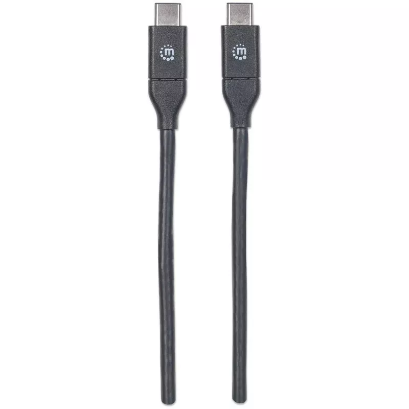Manhattan USB-C į USB-C kabelis, 50 cm, vyriška į vyrišką, juodas, 10 Gbps (USB 3.2 Gen2, dar žinomas kaip USB 3.1), 3 A (greitas įkrovimas), SuperSpeed+ USB, garantija visam eksploatavimo laikui, atitinka USB31CC50CM