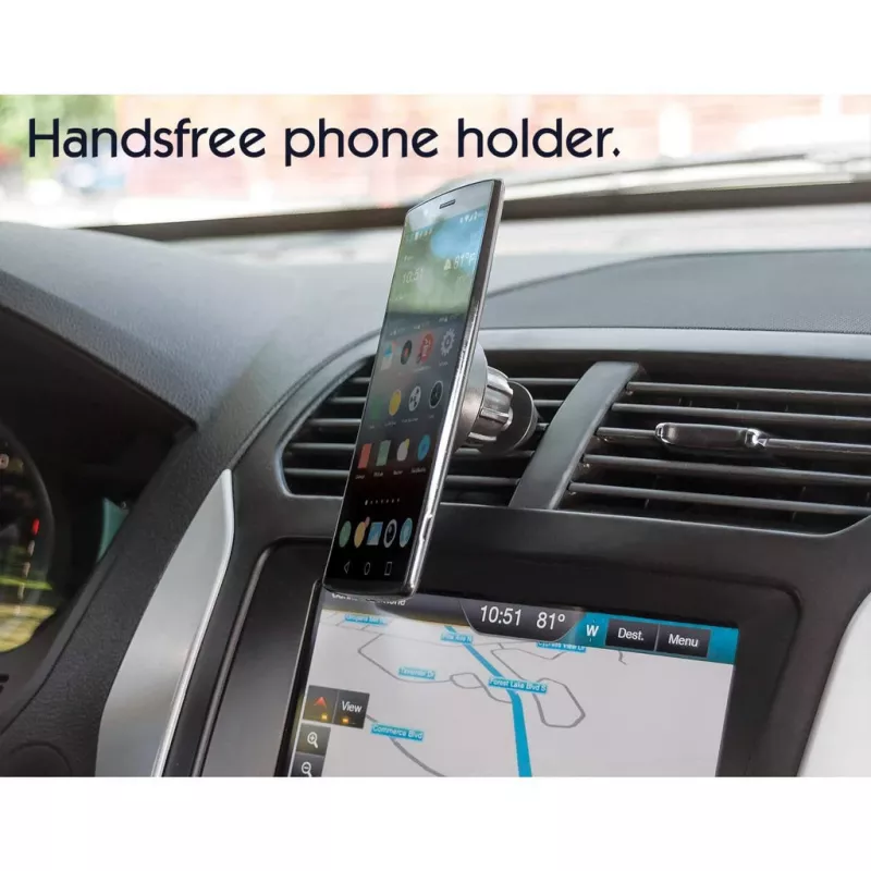 Manhattan Magnetic Car Air-Vent Phone Mount, reguliuojamas užsegamas laikiklis, greitas pritvirtinimas ir atlaisvinimas, neslystanti pagalvėlė, juoda, garantija visam tarnavimo laikui