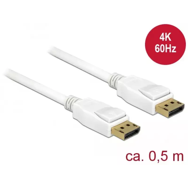 DisplayPort laidas DeLOCK 85507 0,5 m Baltas