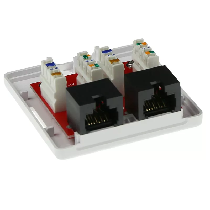 Paviršinio montavimo dėžutė 2 prievadams CAT6 neekranuota ACT FA6002, 29×61×29,5 mm
