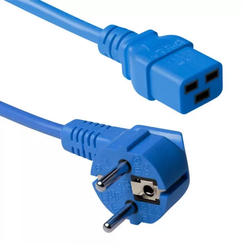 ACT Powercord maitinimo laidas CEE 7/7 kištukas (kampinis) - C19 mėlynas 1.8 m