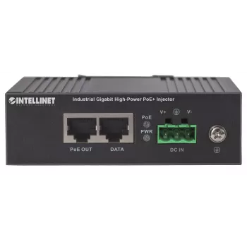 Intellinet Industrial Gigabit High-Power PoE+ Injector, 1 x 30 W Port, IEEE 802.3at/af Power over Ethernet (PoE+/PoE), Metal Housing