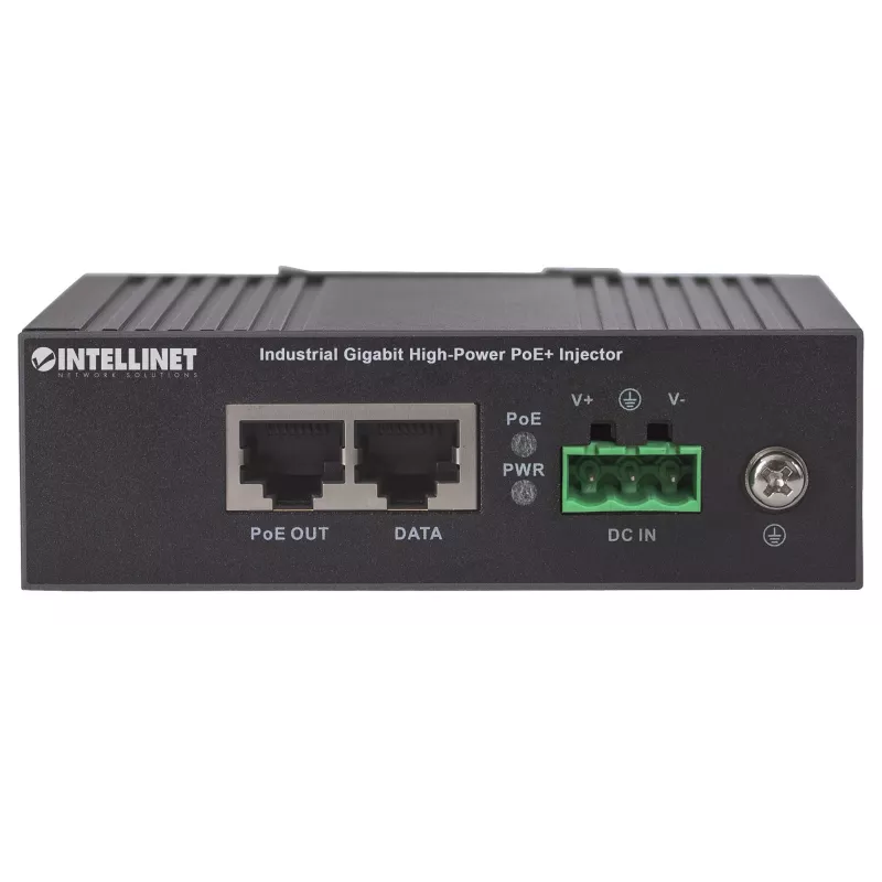 Intellinet Industrial Gigabit High-Power PoE+ Injector, 1 x 30 W Port, IEEE 802.3at/af Power over Ethernet (PoE+/PoE), Metal Housing
